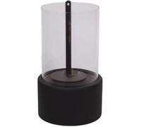 Cheminée de table - Table Bioéthanol Noir - Base Acier Inoxydable Verre À L'éthanol - Intérieur Extérieur Mode