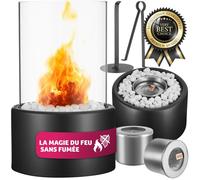 Cheminée de table - TECTAKE - Cheminée au bioéthanol DAMINE résistante à la chaleur avec 2 chambres de combustion