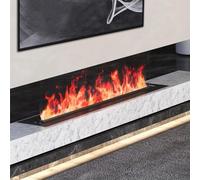 Cheminée décorative à vapeur d'eau 3D Cheminée à vapeur d'eau 3D, cheminées électriques décoratives encastrées Humidificateur avec flamme atomisée, panneau ultra fin de 3 mm, non chauffant, idéal po