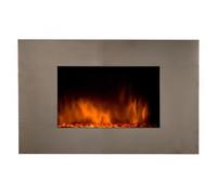 CHEMIN ARTE - Cheminée électrique Murale Pure Inox 90 cm Effet Flammes LED, Chauffage programmable, Télécommande