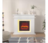 Cheminée électrique 101 cm - flammes 3D - LED - 1500 W - Écran tactile et télécommande - Meuble incluse - Blanc