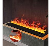 Cheminée électrique 3D à Vapeur d'eau, Foyer électrique Encastré avec Flamme Réaliste, Cheminée Décorative, Feu électrique Intelligent Télécommandé, Non Chauffante