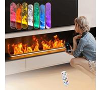 Cheminée Électrique 3D Avec Flamme Vapeur Multicolore, Cheminée À Vapeur D’Eau Avec Contrôle APP, Tactile, Minuterie, Style Encastré Pour Salon, Bureau, Restaurant Ou Hall D’Hôtel(80CM)