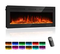 Cheminée électrique 40 Pouces, 3 en 1, Murale ou encastrée, avec Effet Flamme 3D et 12 Couleurs de Flammes, 750 W/1500 W, télécommande, minuterie et Thermostat, Noir