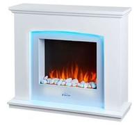 Cheminée électrique au sol, 2000W, design classique en acier laqué blanc, avec LED d'ambiance et télécommande PURLINE Blanc G