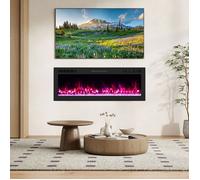 Cheminée Électrique avec Chauffage - RELAX4LIFE - 750W/1500W - 37㎡ -12 Couleurs - 5 Luminosités - Contrôle App - Mural Encastrable