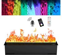 Cheminée électrique avec flamme vapeur d'eau 3D, télécommande réglable, écran LCD, design en acier inoxydable brossé pour décoration de la maison