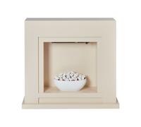 Cheminée Electrique avec LED Effet Flammes Galets Beige Sahara