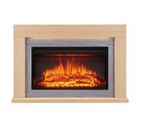 Cheminée électrique BALDERIA Apollon - Cheminée sur pied, chauffage 2000 W - Marron clair