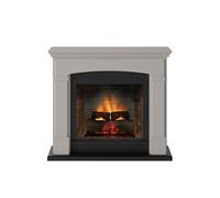 Cheminée électrique connectée 1400W - HELMI Powerflame 2 - effets flammes 3D et crépitement - Beige