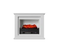 Cheminée Électrique Décorative Cadre Blanc et Radiateur Murale 2000W Kekai Bairon 90x30x75 cm Effet Feu à 3 Niveaux Télécommande