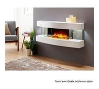 CHEMIN ARTE - Cheminée électrique Murale Lounge Blanche 120 cm Effet Flammes LED, Chauffage programmable, Télécommande
