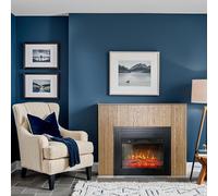 Cheminée électrique Design au Lattes décoratives ElectricSun LAMELIA Chêne Clair, avec Effet sonore, 3 Couleurs, avec App, L120xH102cm