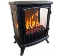 Chemin’Arte Cheminée Électrique Fire Glass - Effet Flammes LEDs à 180° - Noire - Chauffage 2000W - cheminee Electrique Decorative - Conçue en France - Garantie 2 Ans