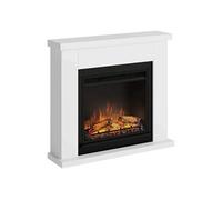 TAGU Larsen Cheminée électrique avec PowerFlame, Chauffage et Thermostat, minuterie 7 Jours, Effet Flamme LED, télécommande (Blanc Pur)