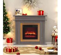 Cheminée électrique Grande Taille Puissance réglable 1000-2000 W Effet Flammes LED minuterie température luminosité,chêne