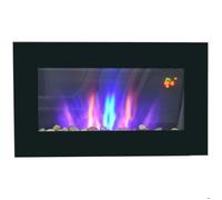 Cheminée électrique - HOMCOM - 1000/2000 W - mural - effet flamme 7 couleurs réglables - métal et verre - 72,5x11,5x40cm - noir