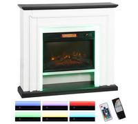 Cheminée électrique - HOMCOM - 1800W - lumières LED RGB, effet flamme, télécommande, minuterie - métal - 105 x 27 x 97 cm - noir