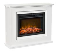 HOMCOM Cheminée électrique Grande Taille 2000 W Effet Flammes LED minuterie température luminosité réglables télécommande fournie Blanc