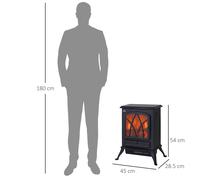 Cheminee électrique HOMCOM Modèle 6 Murale Chauffage et ambiance avec effet flammes réalistes finition en verre noir 1500W