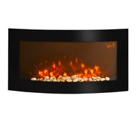 Cheminée électrique murale éclairages latéraux LED design avant-gardiste affichage LED avec télécommande et minuterie 1000/2000 W luminosité réglable noir Noir G