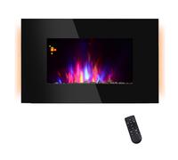 HomCom Cheminée électrique murale LED 7 effets flammes 7 couleurs télécommande 1000-2000W noir