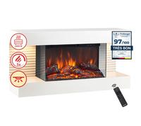 KAMINIO Cheminée électrique LIZ - Cheminée Murale avec Chauffage, Effet de Flamme 3D, lumière d'ambiance LED, télécommande (Blanc)
