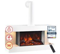 KAMINIO Cheminée électrique LIZ avec conduit -Cheminée murale avec chauffage, flamme 3D, éclairage LED Ambilight, télécommande-Blanc