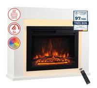 Cheminée Électrique - KAMINIO - MATTI - Effet de flamme 3D - Éclairage LED Ambilight - Télécommande