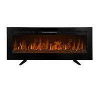 Cheminée Electrique Noire LED 127cm Feu Eclairé Silencieux Chauffage 15-35°C Noir G