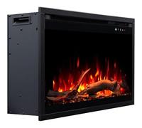 Cheminée Électrique LED AFLAMO 3D 60x45 Encastrable, avec Audio, avec Effets de Flammes Réalistes, Son Intégré, Compatible Alexa, Noir + Fonction de Chauffage (65x45x20) AFLAMO