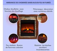 Cheminée électrique Lienz 1800W décor pierre Polystone Télécommande