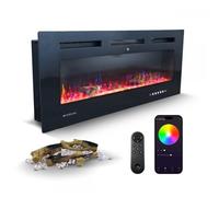 Mobiclinic®, Cheminée électrique murale, 900/1800w, Télécommande et fonction wifi app, Protection contre la surchauffe, 15 couleurs variables, Minuterie, Fury, Pour les pièces à partir de 25 m2