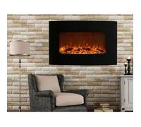 Cheminee electrique murale 2000W galbée noire, effet feu de cheminee LED, chauffage 2000W, Télécommande