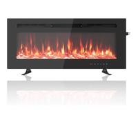 Cheminée Électrique Murale 40"" Ultra Fine Flamme 3D 12 Couleurs Chauffage 750/1800W Thermostat Minuterie & Télécommande