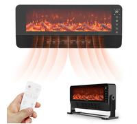 Cheminée Électrique Murale avec Flamme 3D Réaliste- Chauffage d'Appoint 2000W 3 Modes -Télécommande-Minuterie -Pour Bureau et