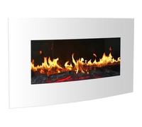 Cheminee electrique murale blanche, Chauffage 2000W, effet de flammes LED réaliste, Thermostat réglable, Télécommande