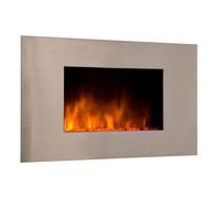 Cheminee electrique murale design inox 90 cm, Effet flammes LED, Chauffage 2000W, Télécommande