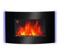 HOMCOM Cheminée électrique Murale éclairages latéraux LED Design Avant-gardiste Affichage LED avec télécommande et minuterie 1000/2000 W luminosité réglable Noir