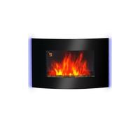 HOMCOM Cheminée électrique Murale éclairages latéraux LED Affichage LED avec télécommande et minuterie 1000/2000 W luminosité réglable Noir