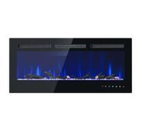 Cheminée électrique murale encastrable 42pouces - 12 flammes colorées, thermostat, télécommande - 900/1800W,Noir 106.5x12x46.5cm