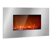 Lausanne Luxe Cheminée électrique 2000 W 2 niveaux de chauffage 90 cm Acier inoxydable