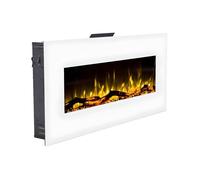 Cheminée électrique murale LALITA - L110 x P14 x H49 cm - Blanc