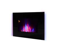 HomCom Cheminée électrique murale LED 7 effets flammes 7 couleurs télécommande 1000-2000W noir
