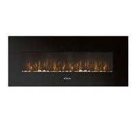 Cheminée électrique murale panoramique 2kW en verre trempé noir avec télécommande PURLINE CHE-500 Noir Noir G