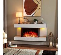 Cheminée Électrique Murale - RELAX4LIFE - 750W/1500W - Température 17-28℃ - 12 Flammes Multicolores - Éclairage d'Ambiance