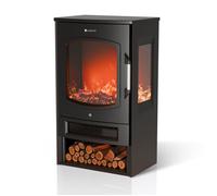 Cheminée électrique noire - Juskys - 1800 W - Effet flamme LED - WiFi et App - Télécommande - Minuterie - Thermostat