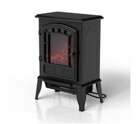 Juskys Cheminée électrique 2000 W - Noir, cheminée autoportante avec Effet de Flamme, 2 Niveaux de Chauffage, Thermostat et arrêt de sécurité pour Le Salon