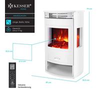 Cheminée électrique noire - KESSER - Grand - Télécommande - WiFi - Application - 2 niveaux de chauffage - 950/1900 W