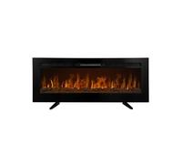 Cheminée Electrique Noire LED 127cm Feu Eclairé Silencieux Chauffage 15-35°C Noir G